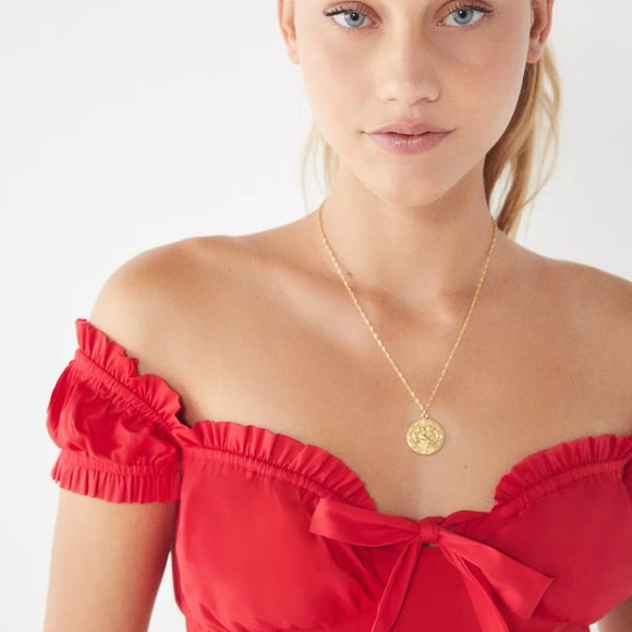 NWT, I.AM.GIA Naomi Ruffle Bustier Top with Sweetheart Neckline, Red, L - Picture 2 of 9